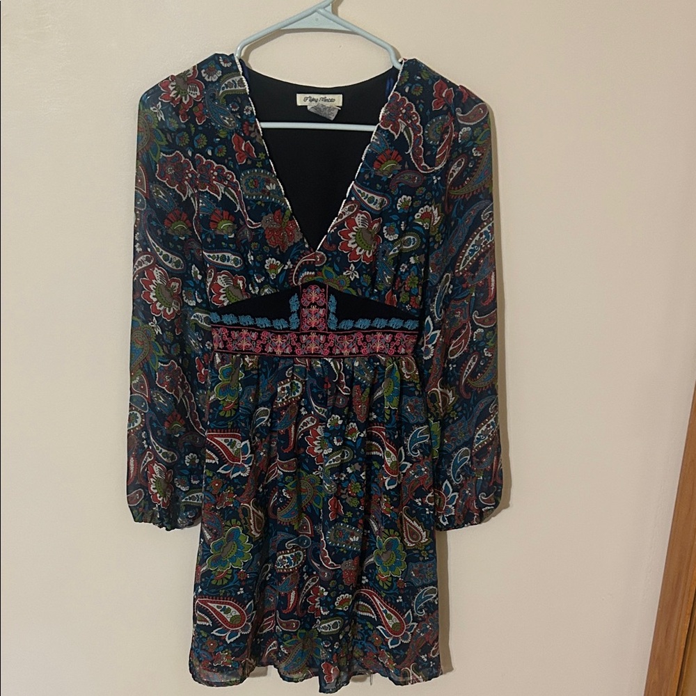 Flying Tomato Multicolor Paisley Long Sleeve Dress S
